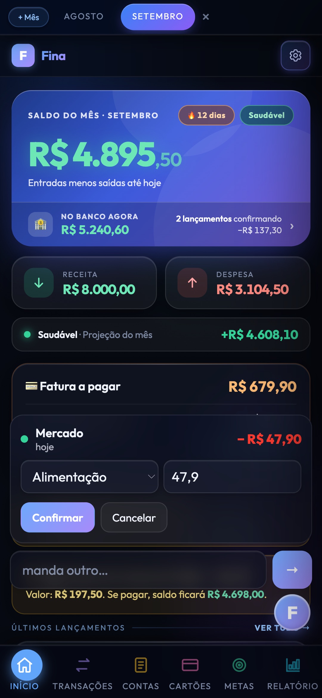 Conversa com a Fina: um gasto pronto pra confirmar